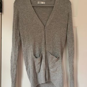 Gray Cardigan with Buttons, Hollister, Size Extra Small
